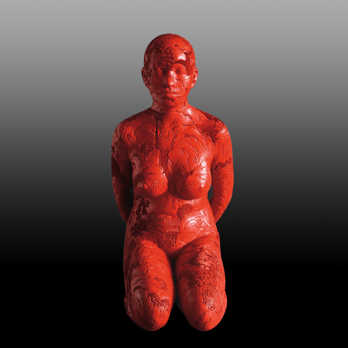 Human Human | Landscape 2002–3 | Laque rouge sculptée sur du fibre de verre en résine | Ah Xian©