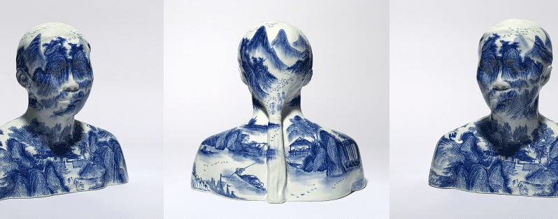 China China | Buste 15 | Céramique et porcelaine moulée avec décorations sous glaçure peintes à la main | Ah Xian©